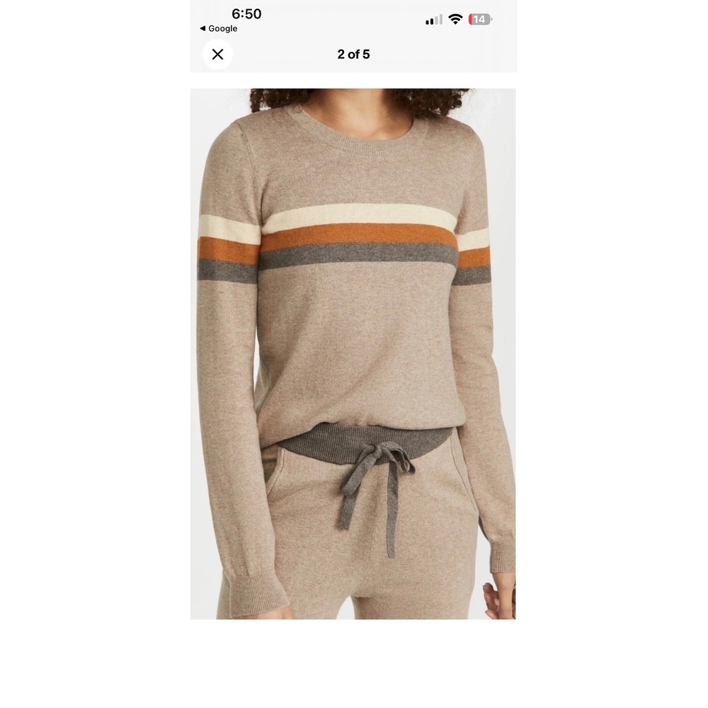 Faherty Horizon Surf Sweater Women NWOT Fireside Brown Stripe Cotton Cashmere XL - Picture 13 of 16